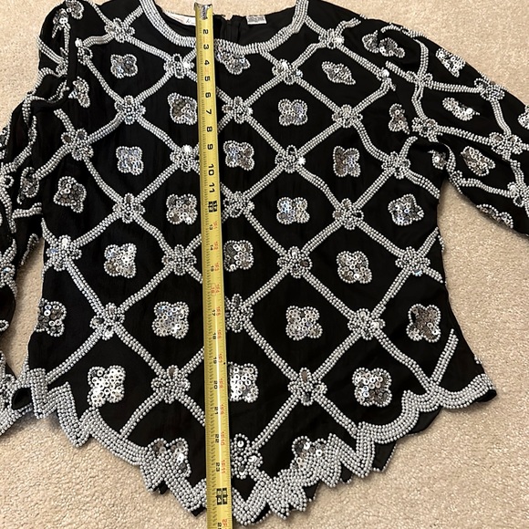 Vintage Lawrence Kazar faux pear and sequin beaded top long back zipper … - Picture 10 of 14